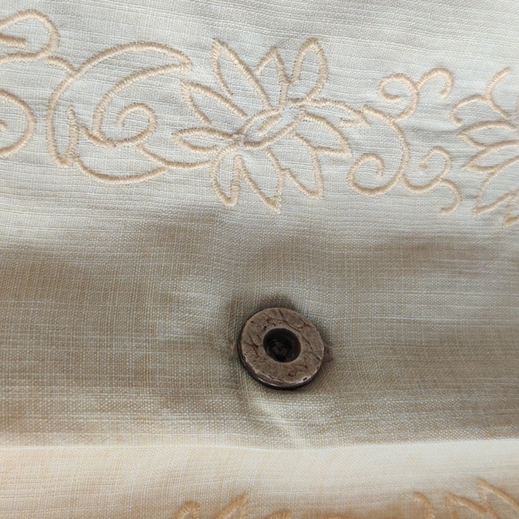 Tommy Bahama XL Silk Hawaiian Shirt Pale Yellow Blue Short Sleeves - Picture 9 of 13